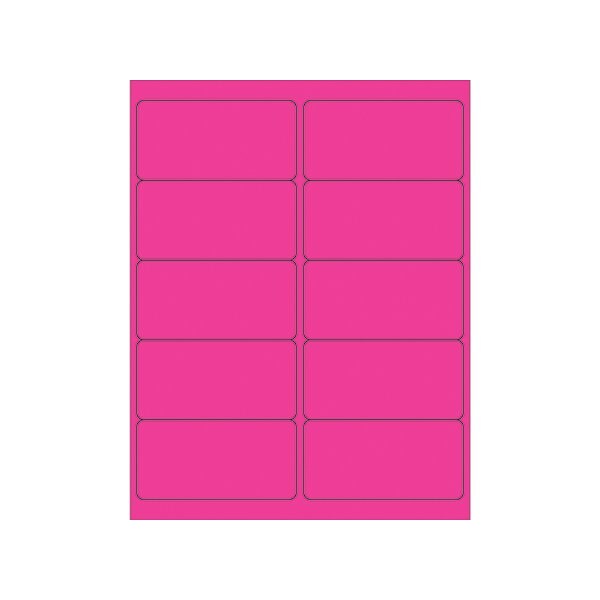 Bsc Preferred 4 x 2'' Fluorescent Pink Rectangle Laser Labels, 1000PK BUY00025254 - main